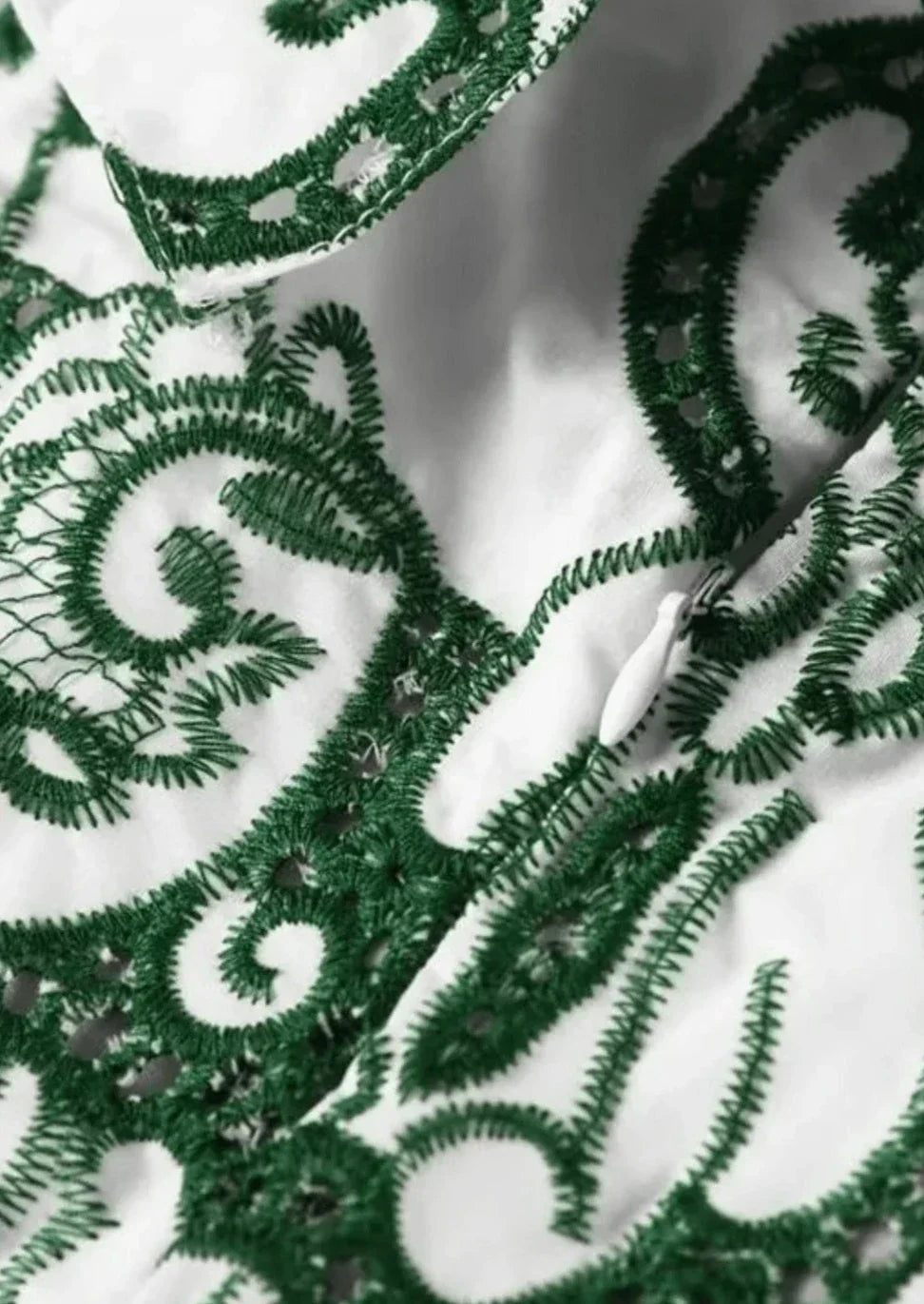 Amalia | Long Cotton Summer Dress with Open Back – White-Green