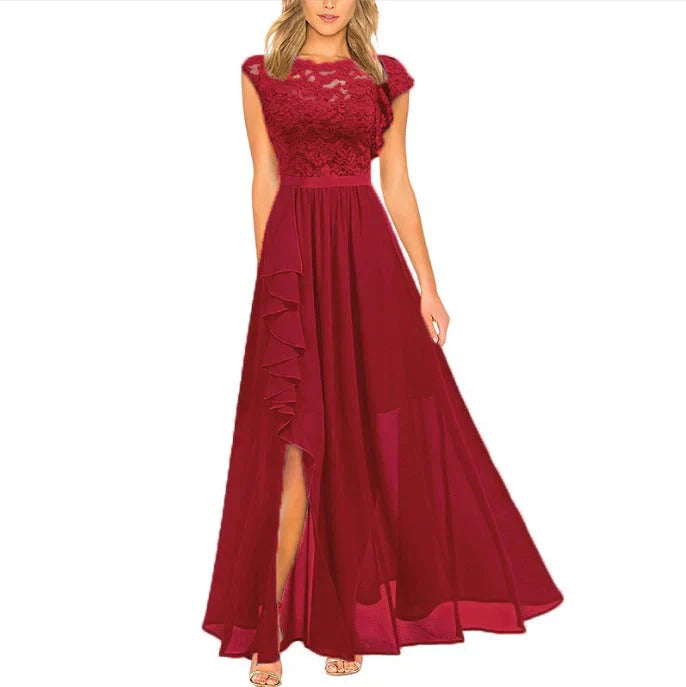 Kiara | A-Line Maxi Dress with Elegant Ruffles and Lace
