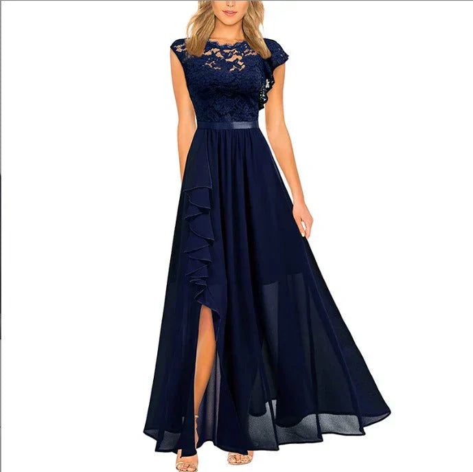 Kiara | A-Line Maxi Dress with Elegant Ruffles and Lace