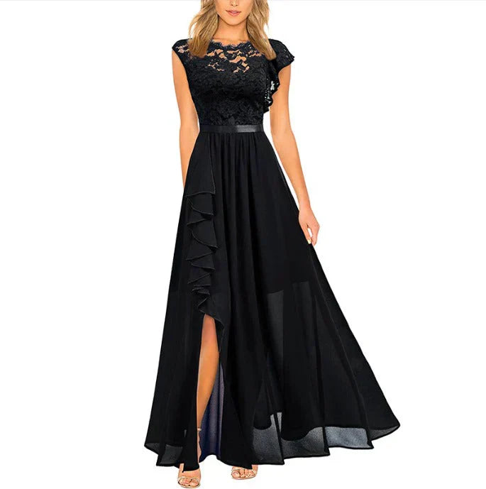 Kiara | A-Line Maxi Dress with Elegant Ruffles and Lace