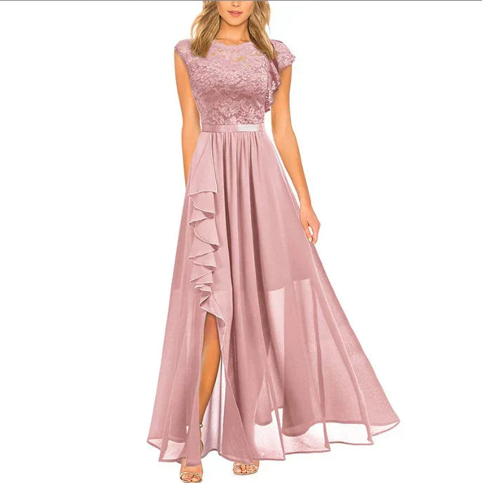 Kiara | A-Line Maxi Dress with Elegant Ruffles and Lace