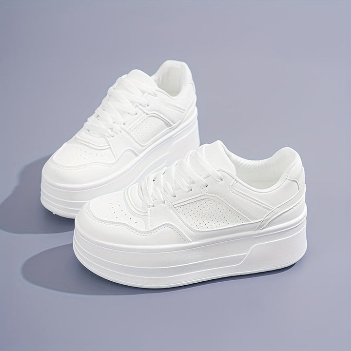Enya | White Trendy Women's Sneakers with Platform Sole – Comfort & Style