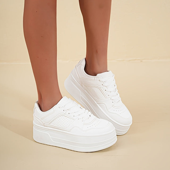 Enya | White Trendy Women's Sneakers with Platform Sole – Comfort & Style