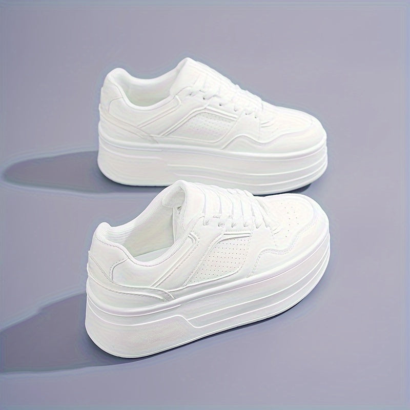 Enya | White Trendy Women's Sneakers with Platform Sole – Comfort & Style