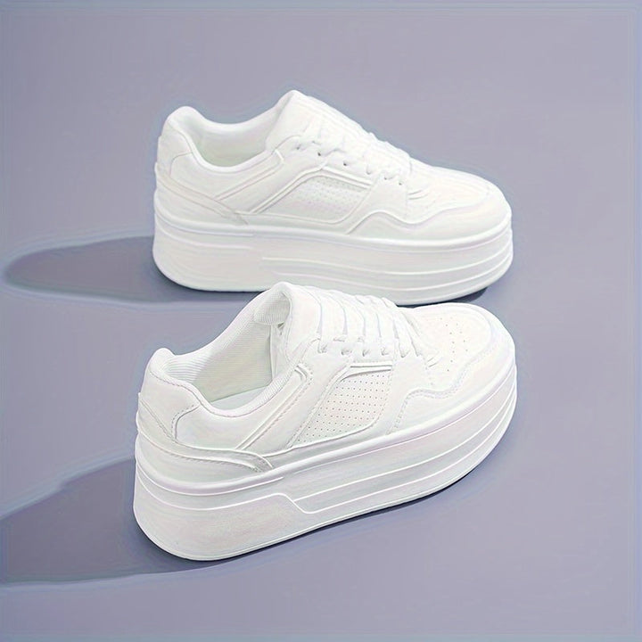 Enya | White Trendy Women's Sneakers with Platform Sole – Comfort & Style