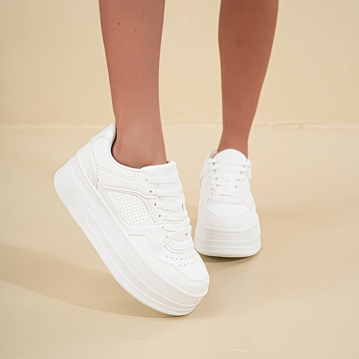 Enya | White Trendy Women's Sneakers with Platform Sole – Comfort & Style