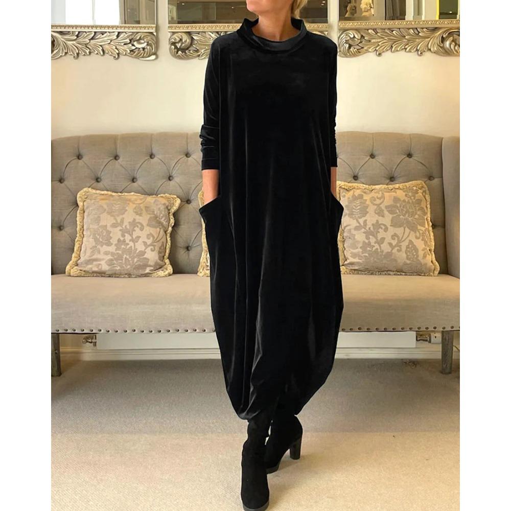 Redford London™ | Elegant Velvet Winter Dress with Pockets