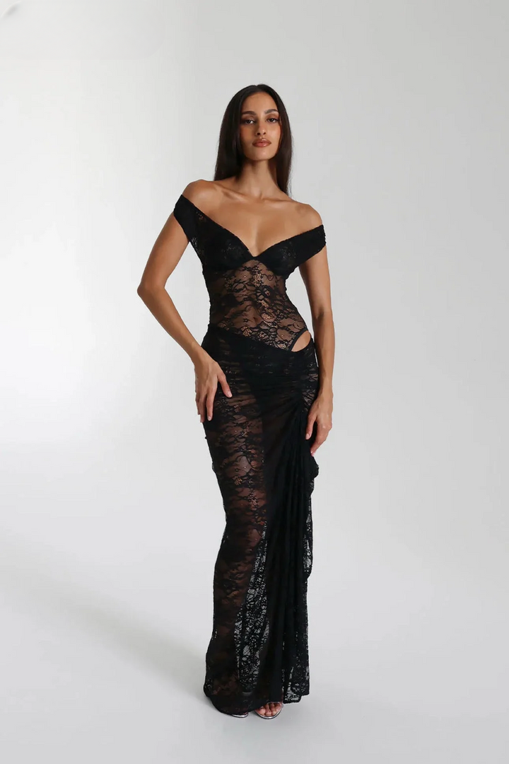 Oriana | Luxe Midi Dress in Lace – Elegant & Timeless Design