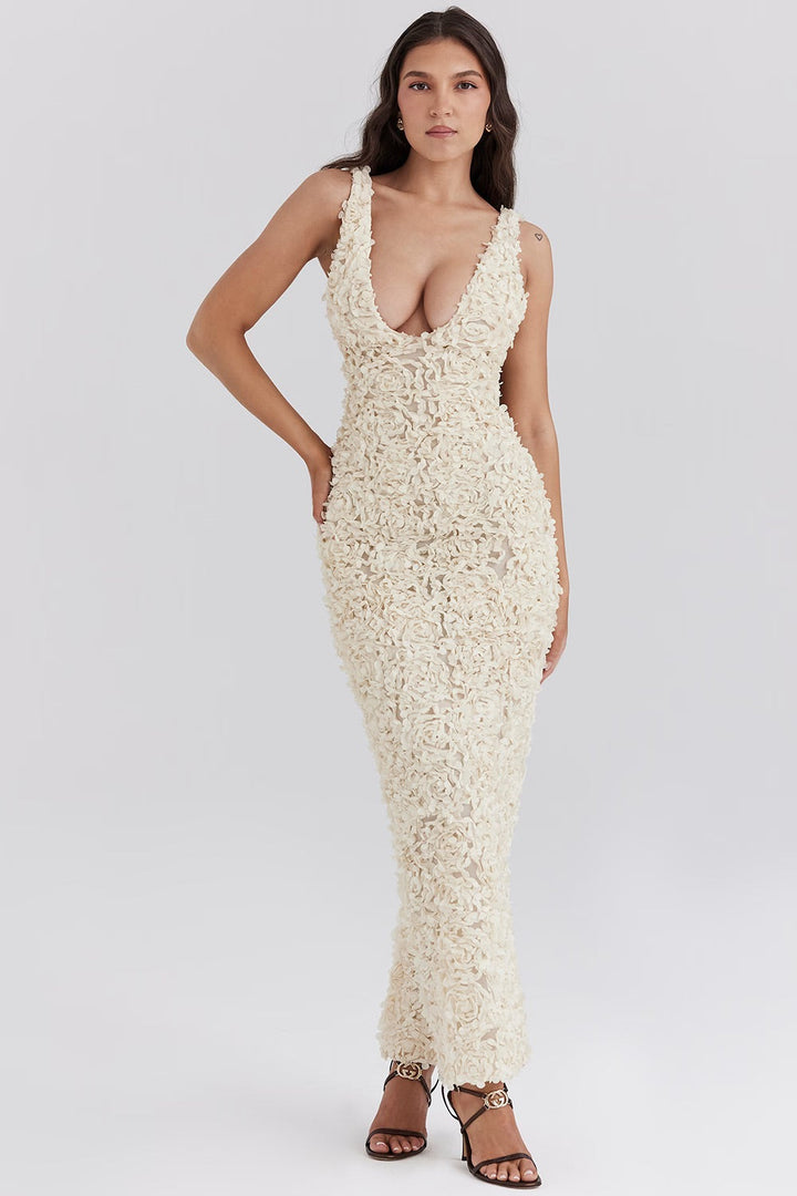Giulia | Maxi Gala Dress with Rose Print