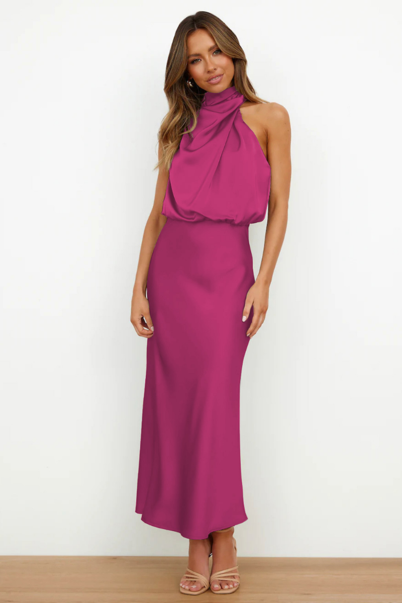 Rosalie | Chic Midi Dress with Modern Neckline - Elegant and Feminine