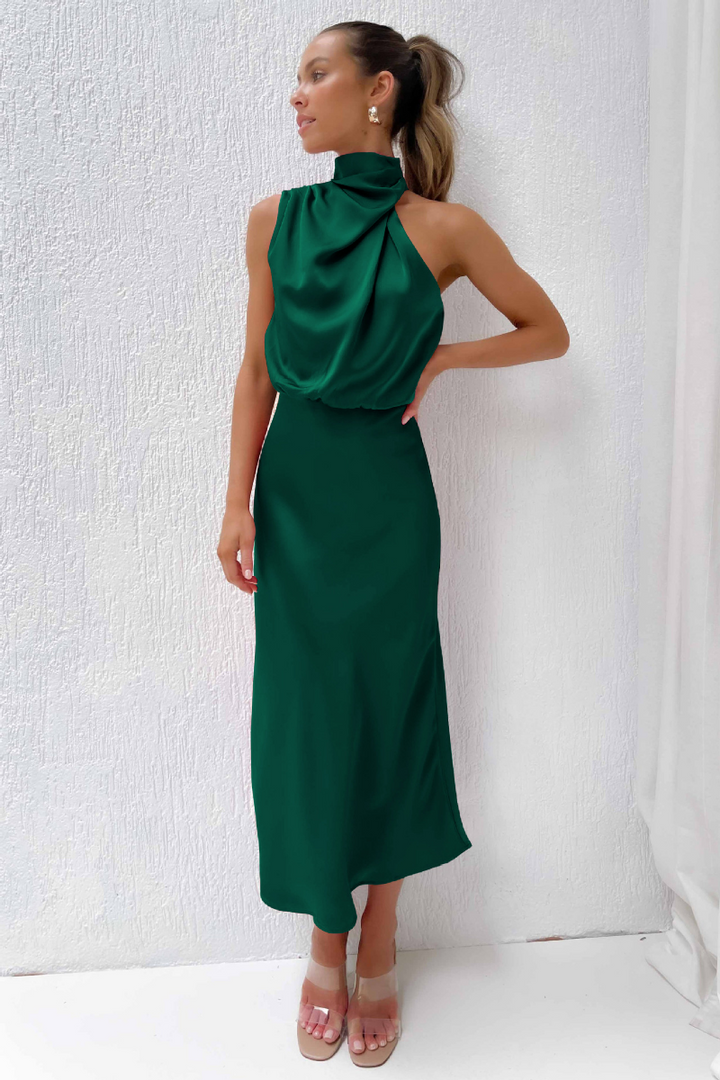 Rosalie | Chic Midi Dress with Modern Neckline - Elegant and Feminine
