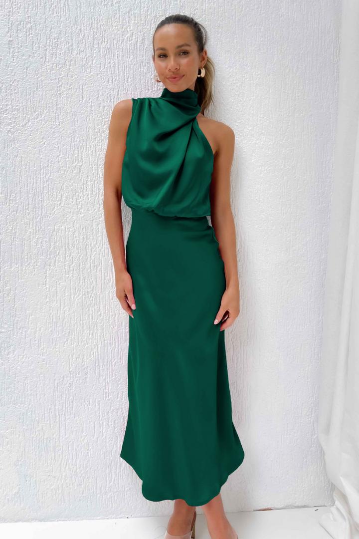 Rosalie | Chic Midi Dress with Modern Neckline - Elegant and Feminine