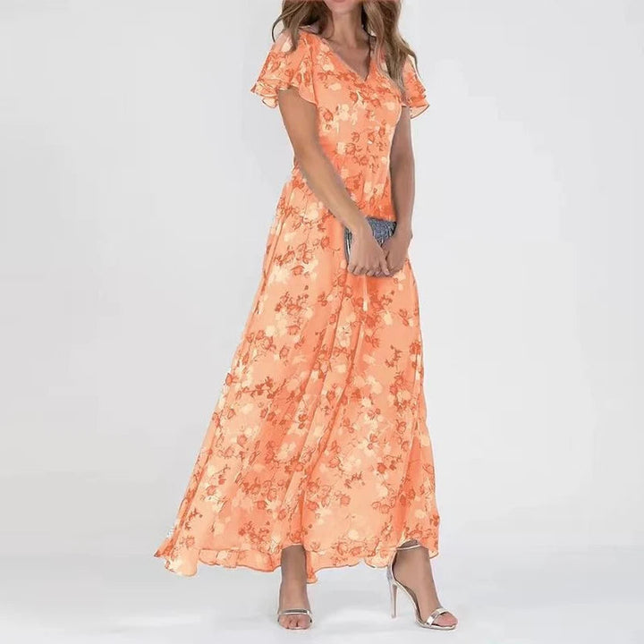 Loraina | Elegant Floral Chiffon Dress
