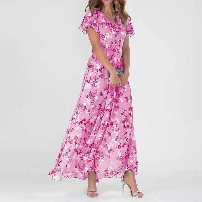 Loraina | Elegant Floral Chiffon Dress