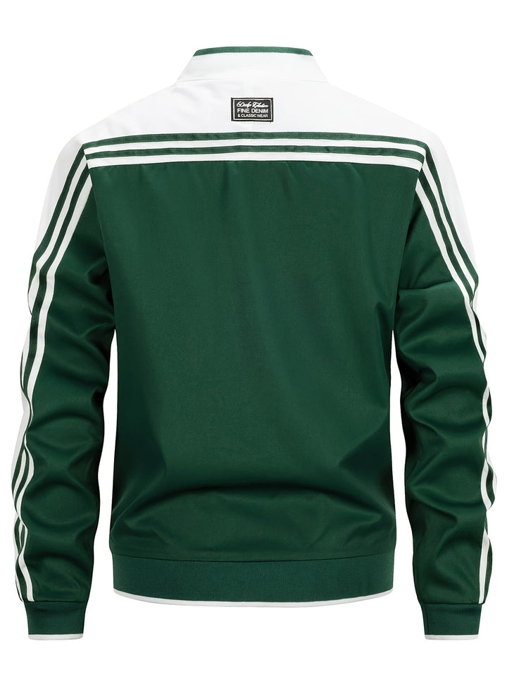 Men’s Bomber Jacket – Baseball Collar with Striped Sleeves