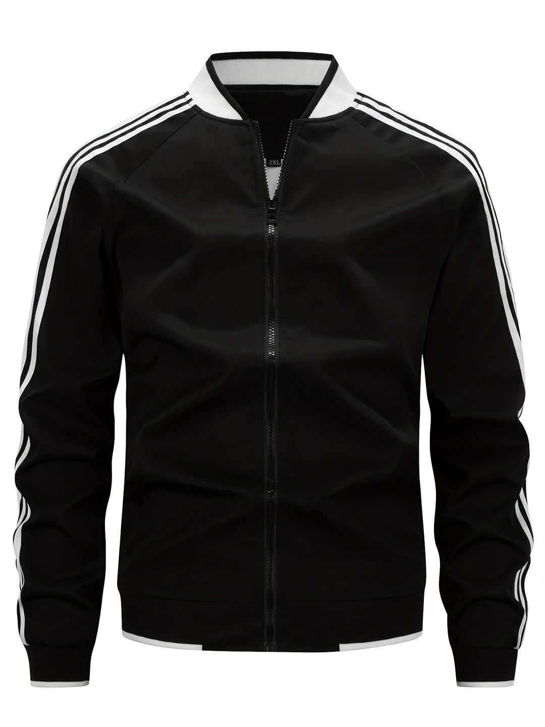 Men’s Bomber Jacket – Baseball Collar with Striped Sleeves