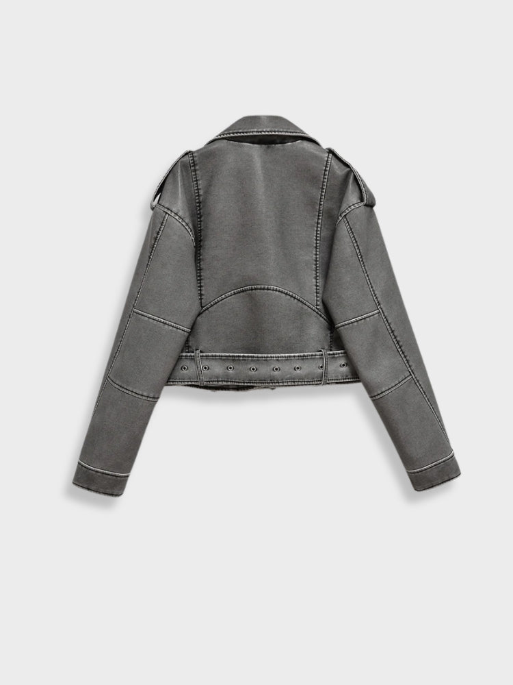 Charle | Grey Vegan Leather Jacket