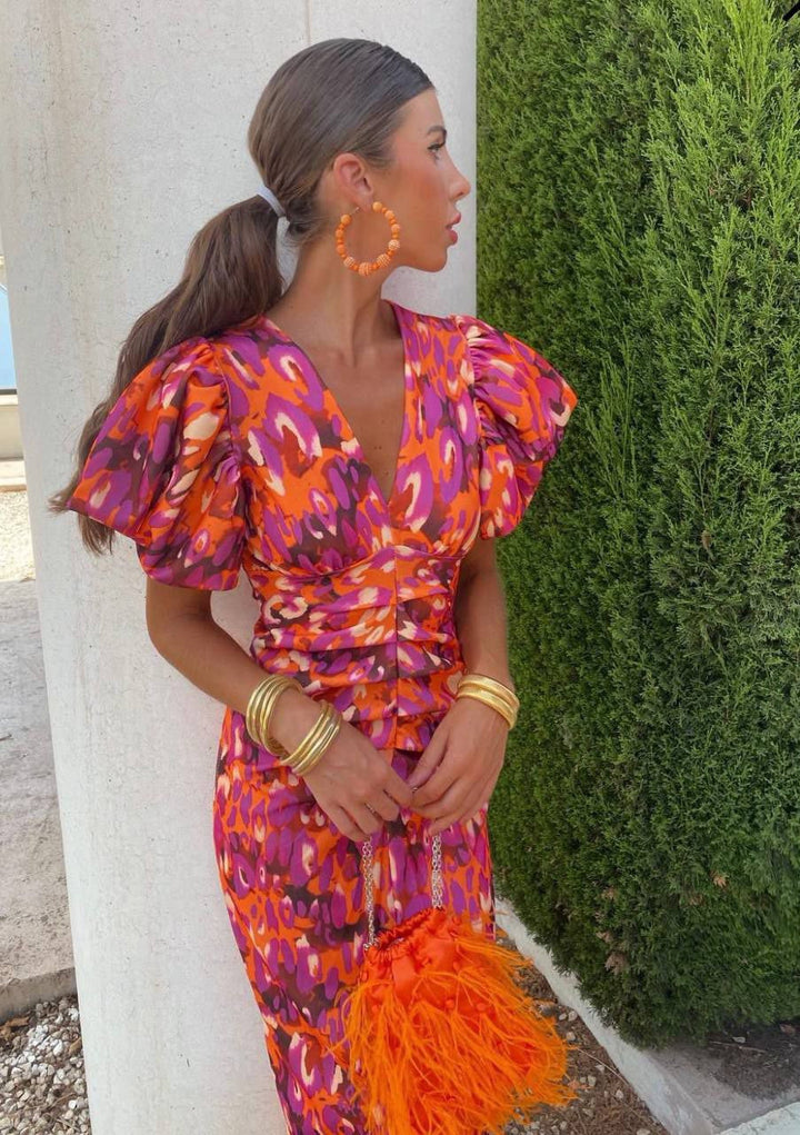 Leeloo | Stylish Summer Dress with V-Neck and Puff Sleeves