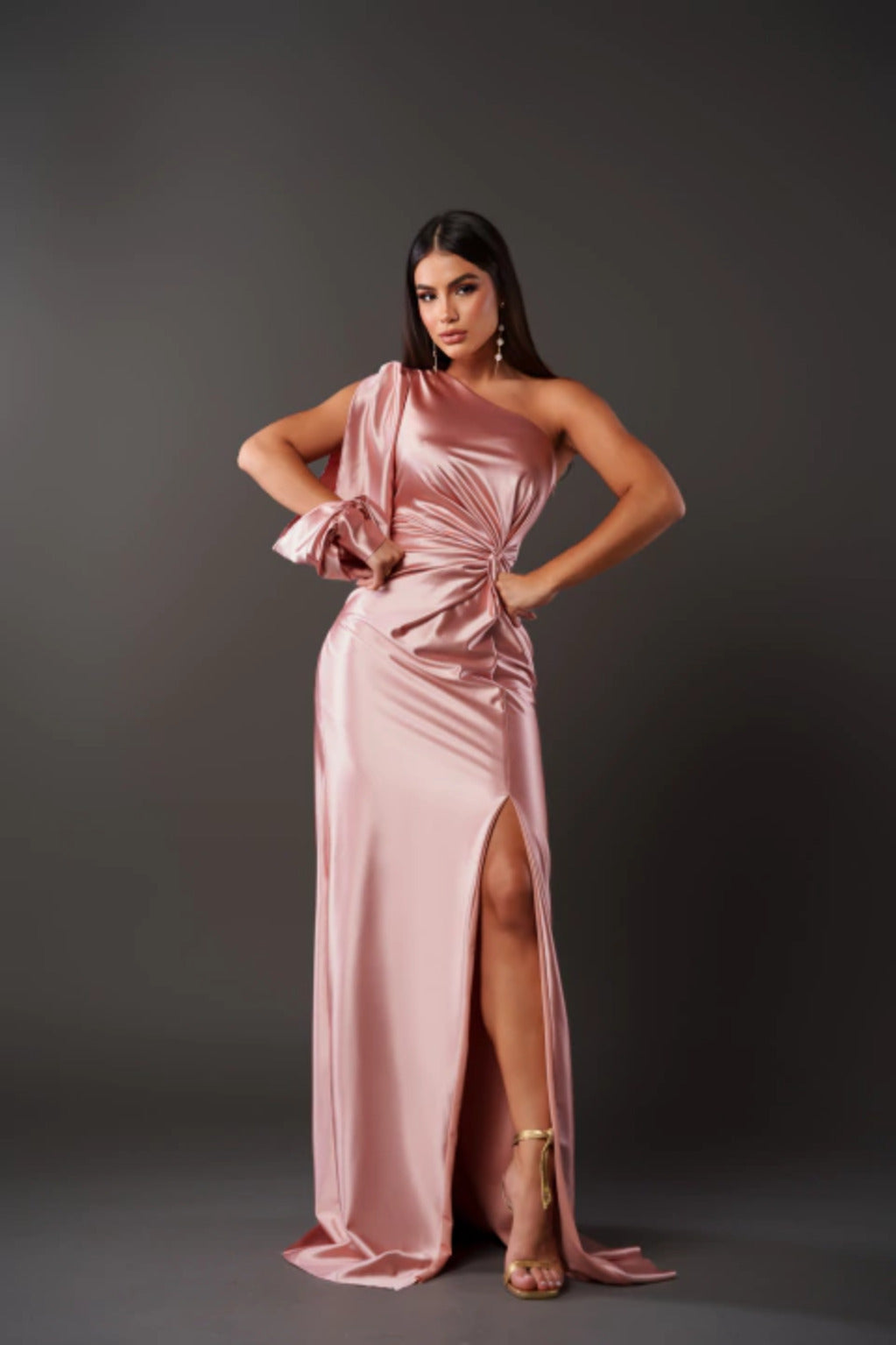 Zita | Elegant Satin One-shoulder Evening Dress with Split