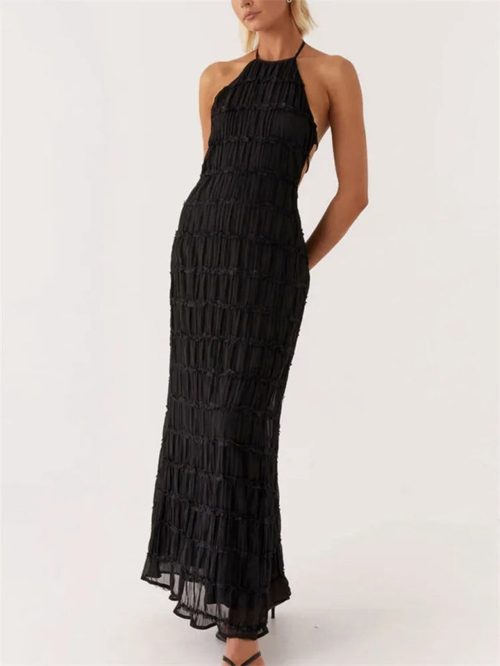 Dieka | Elegant Halter Maxi Dress with Open Back