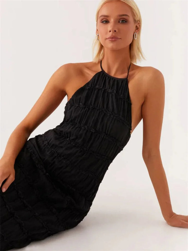 Dieka | Elegant Halter Maxi Dress with Open Back