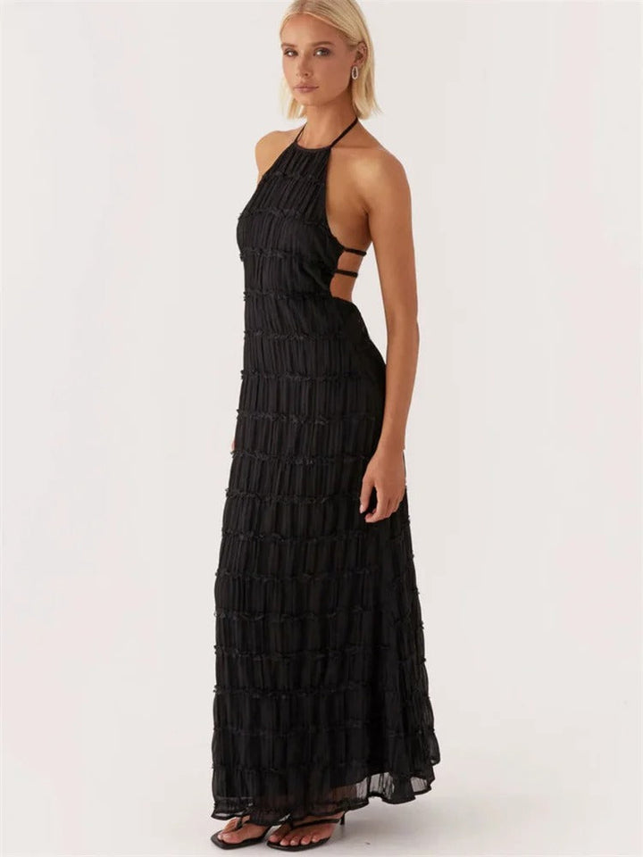 Dieka | Elegant Halter Maxi Dress with Open Back