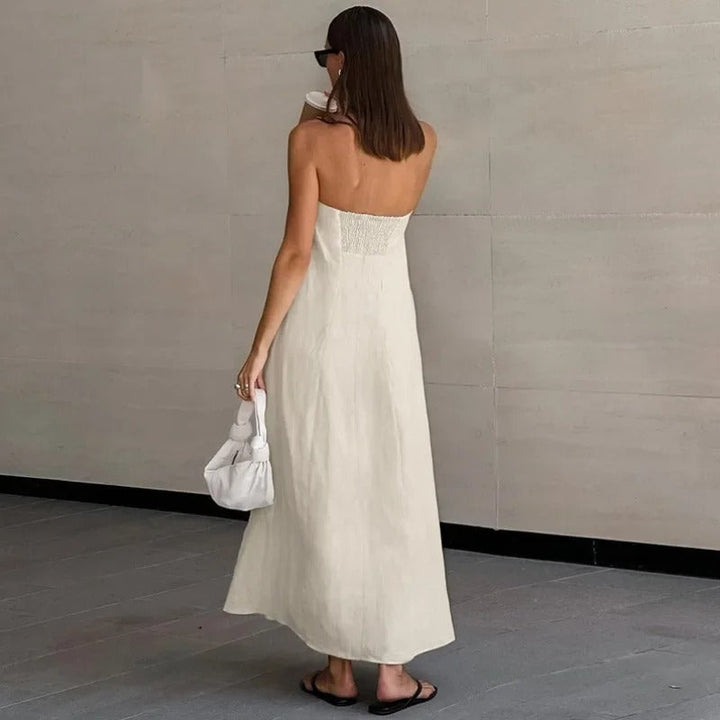 Hind | Maxi Strapless Linen Dress - Minimalist Elegance