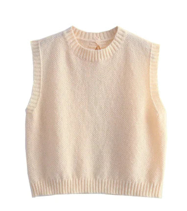 Marylou | Knitted Beige Summer Top with Open Back for Women