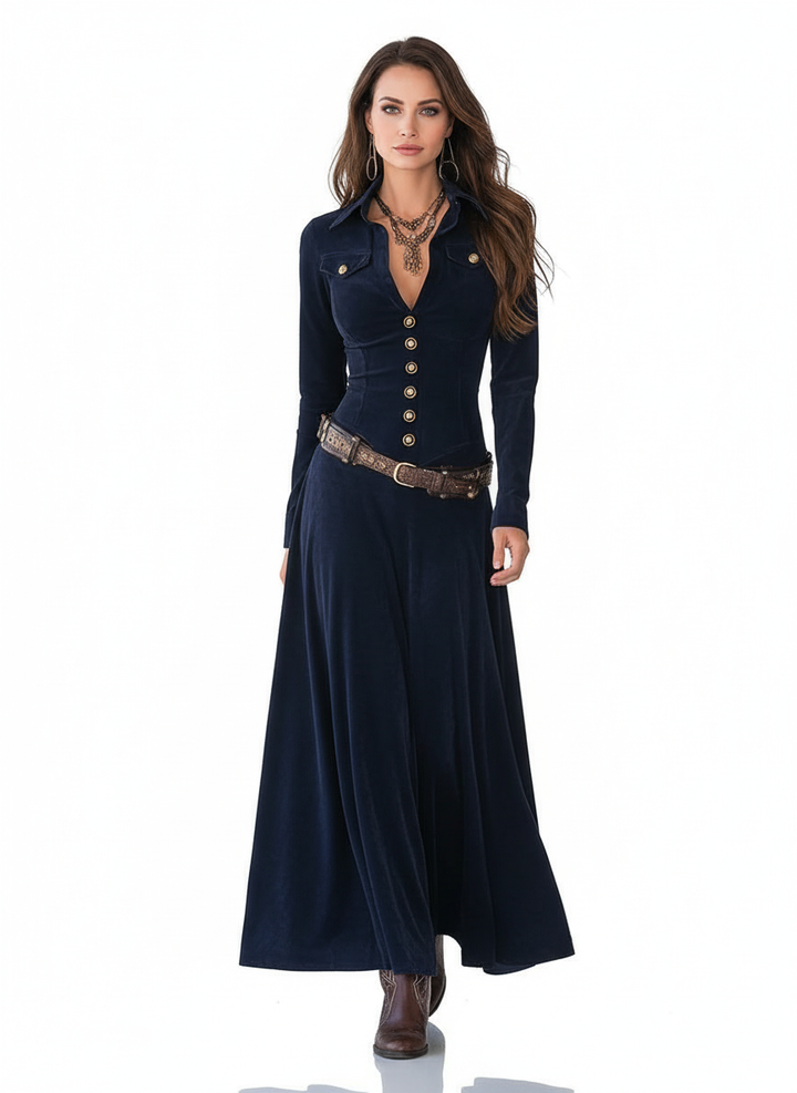 Milana | Long Suede Dress with Slit