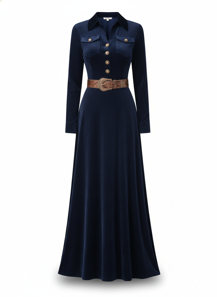 Milana | Long Suede Dress with Slit