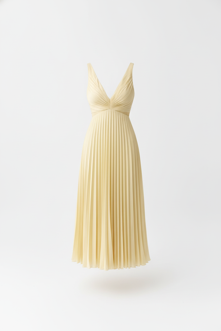 Sanne | Pleated Midi Dress - Elegant Design, Flowing and Versatile