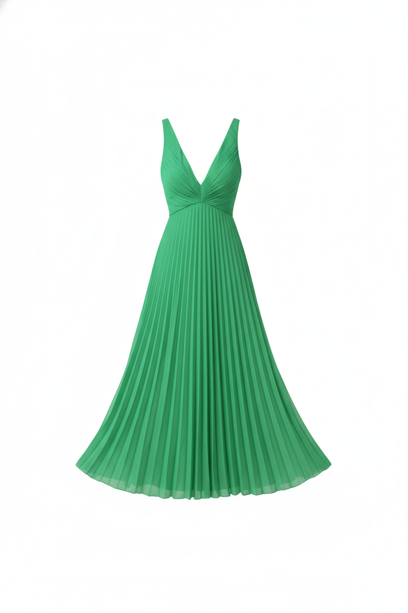 Sanne | Pleated Midi Dress - Elegant Design, Flowing and Versatile