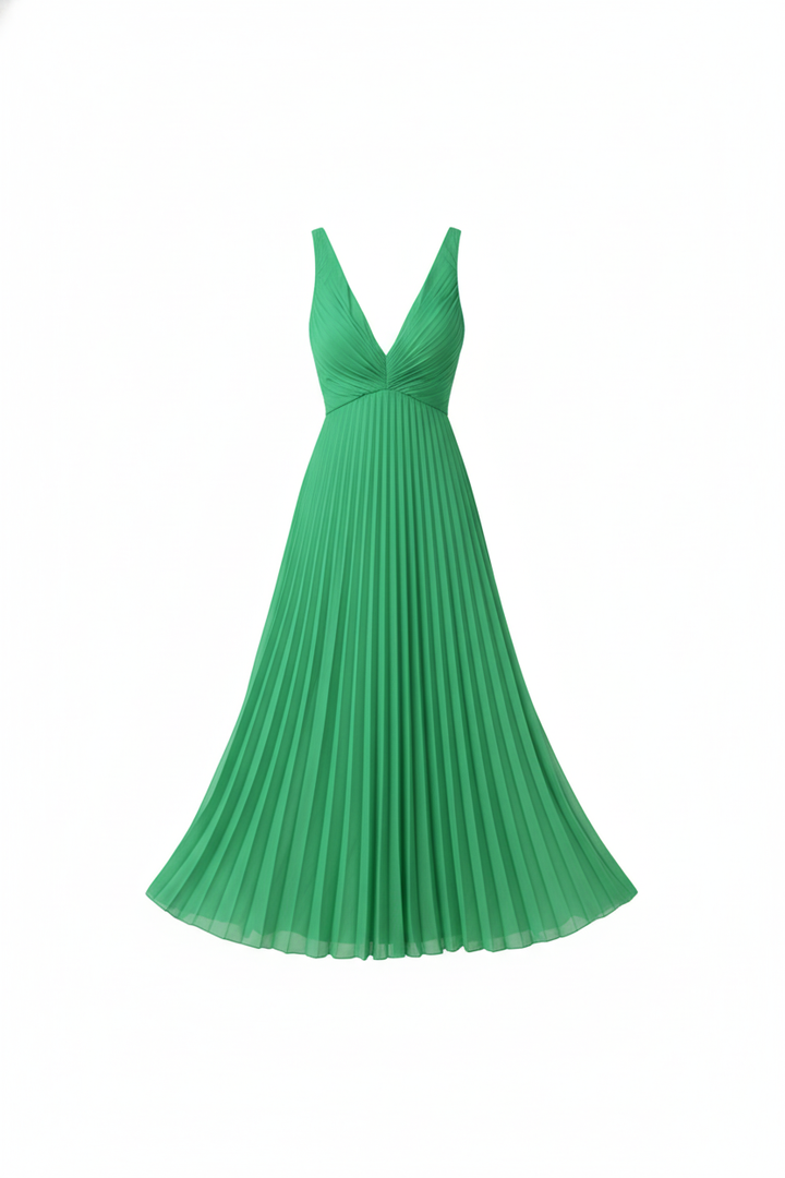 Sanne | Pleated Midi Dress - Elegant Design, Flowing and Versatile