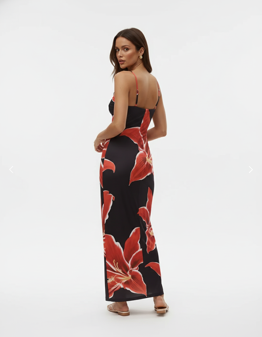 Ailisa | Trendy Midi Dress with Flowers - Elegant & Comfortable
