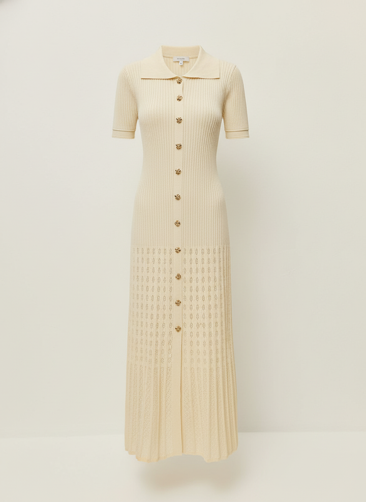 Gwyn | Women's Polo Dress – Button Closure & Midi Length
