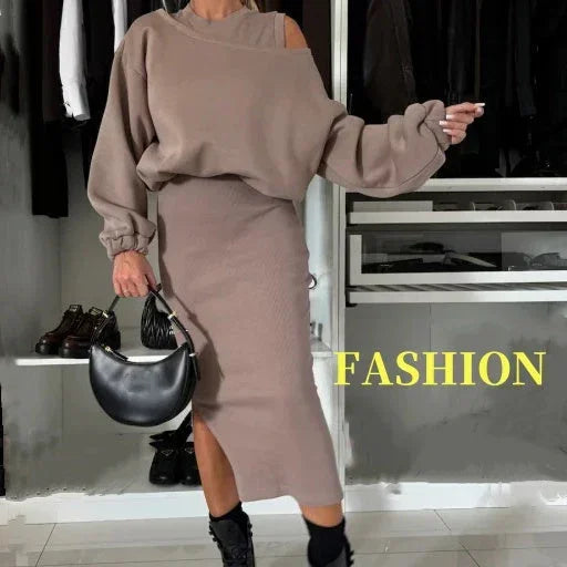 Ladies' Top & Sleeveless Dress 2-Piece Set