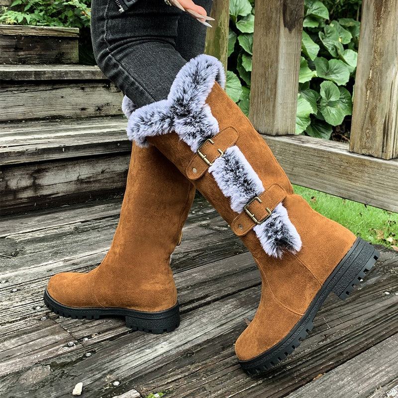 Ladies Thick Plush Mid-Calf Snow Boots