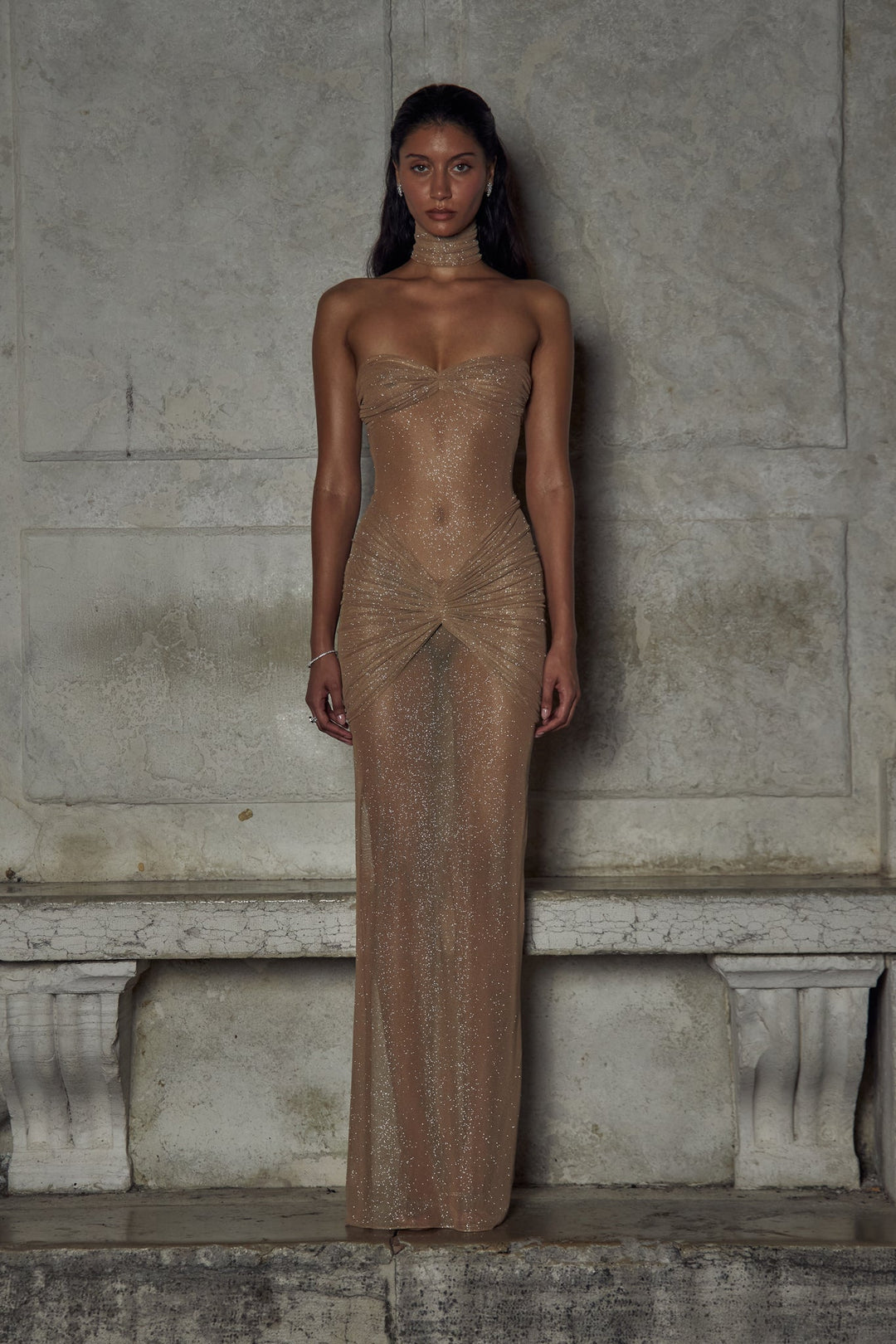 Arissa | Strapless Glamour Maxi Dress with Glitter for Women