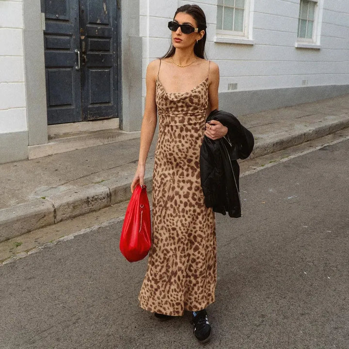 Merle | Maxi Dress with Leopard Print