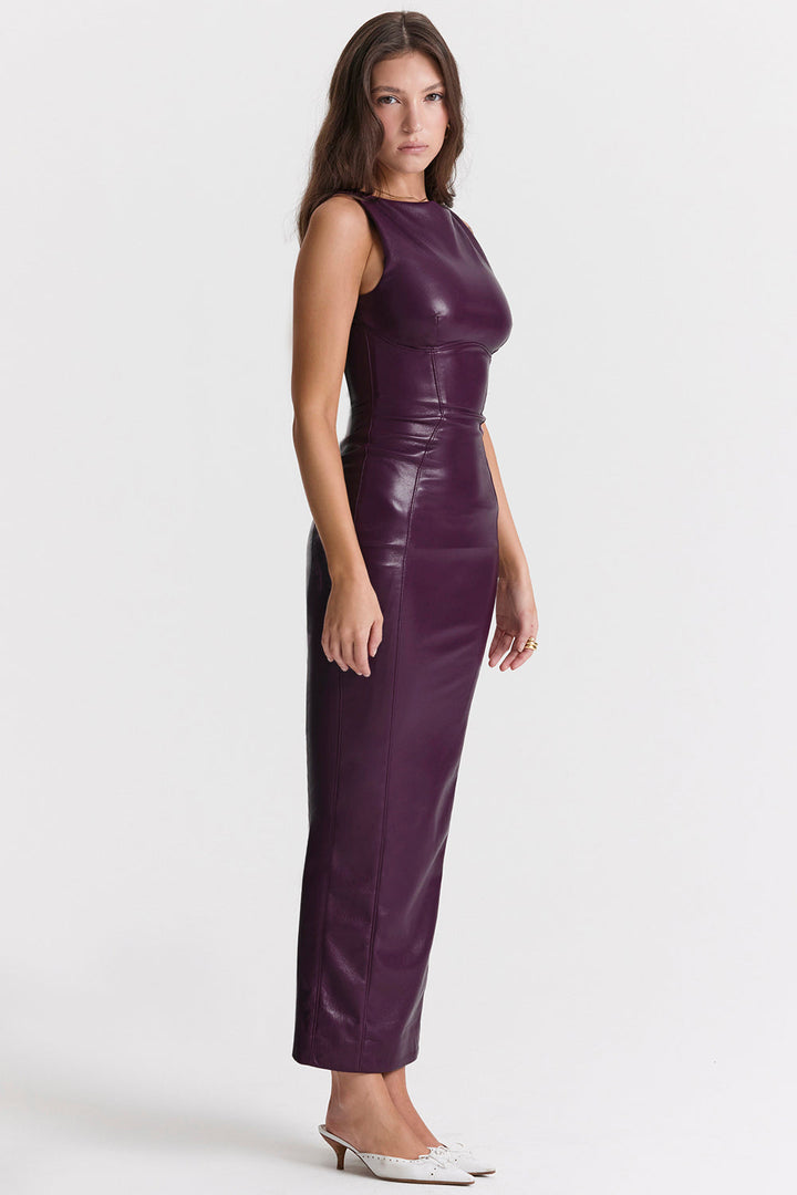 Vegan Leather Maxi Dress - Bodycon Style