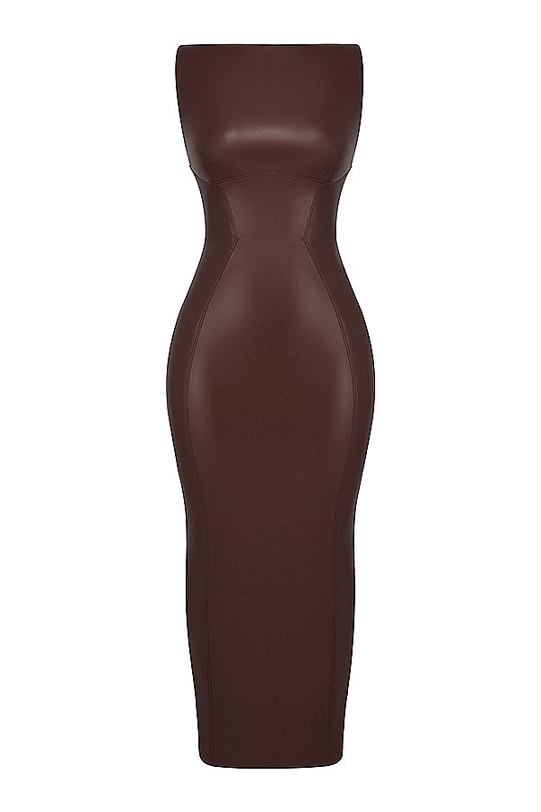 Vegan Leather Maxi Dress - Bodycon Style